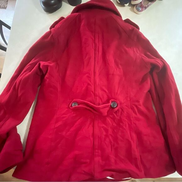 Women’s Gap Red Peacoat Coat wool Jacket size Large L - Picture 3 of 5